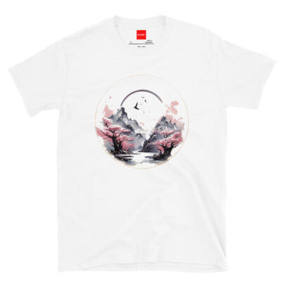 Japanese Graphic T Shirt Cherry Blossom Mountain