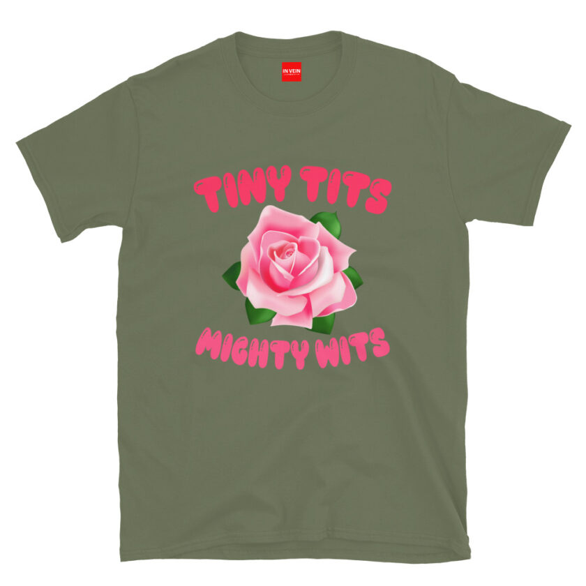 In Vein® Tiny Tits Mighty Wits Slutty Kinky Sexual T-Shirt - Image 9