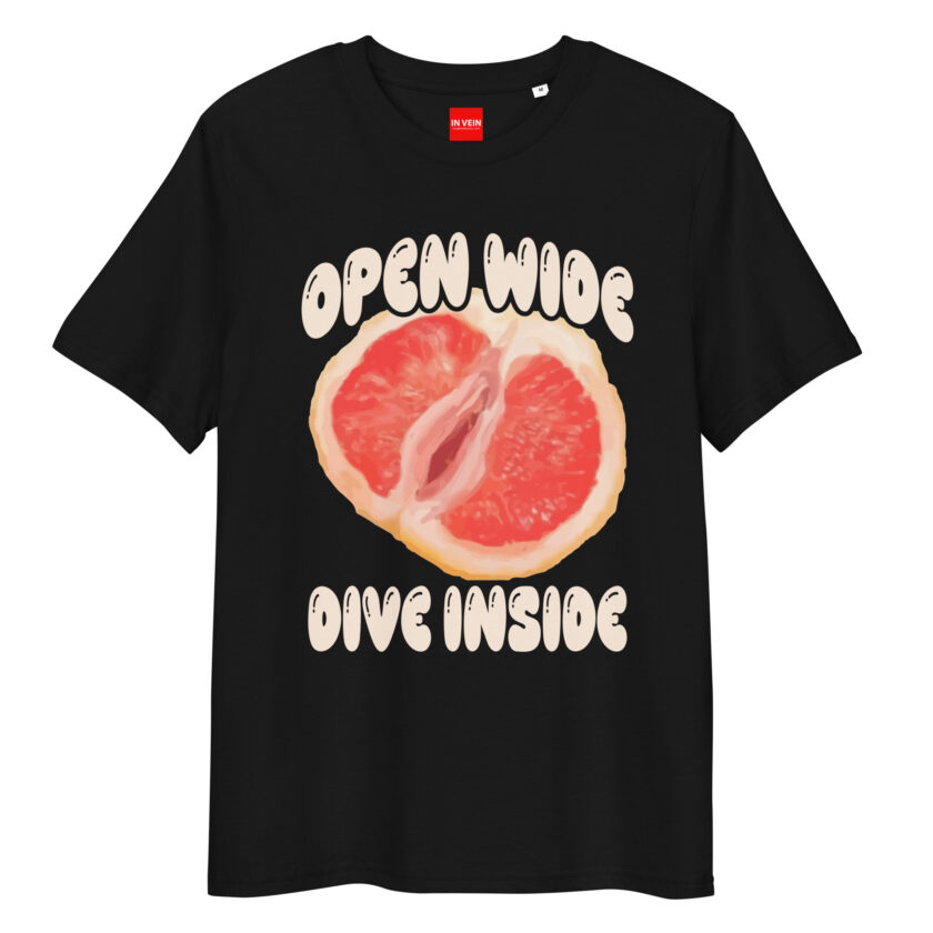 In Vein® Open Wide Dive Inside Organic Cotton Slutty Naughty Sex T-Shirt - Image 2