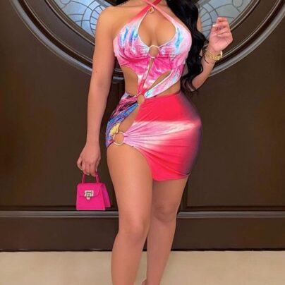 Blissful Ultra Cutout Halter Mini Fuck Me Dress